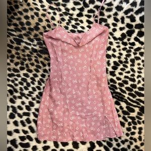 Pink cowl neck mini dress